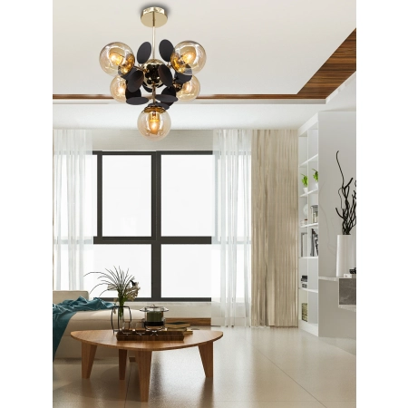 Lampa wisząca metalowa złoto-czarna 5-punktowa 8075/5 - Lampy Elem